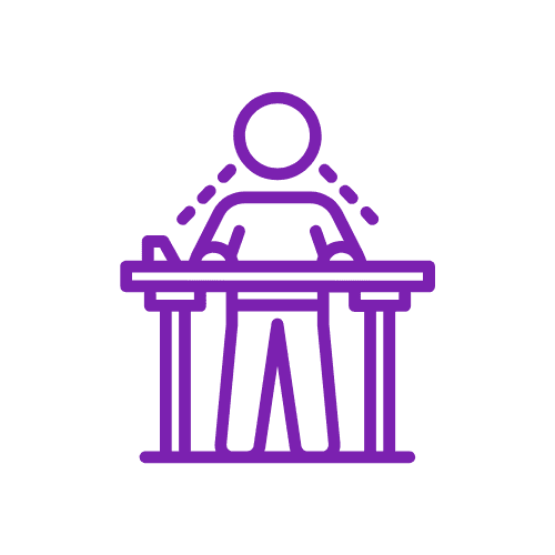 Outline of a person sitting at a desk with a clock behind them, symbolizing hidden or invisible challenges in the workplace.