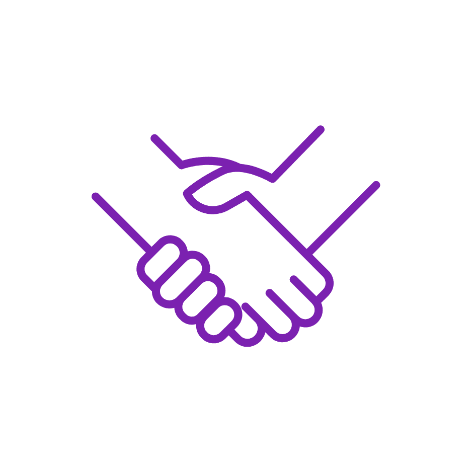 Two shaking hands icon, representing trust, data handling, and privacy concerns.